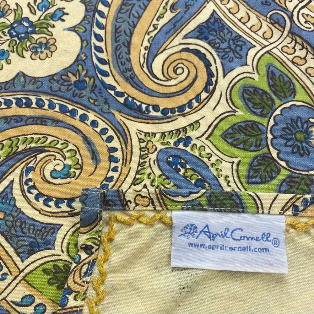 April Cornell Placemats 4 Paisley Floral Table Linens‎ Green Blue Dining Room
